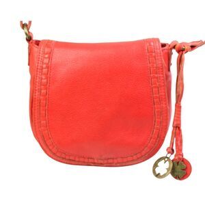 Lucky Brand RED GENUINE LEATHER FLAP BAG CHARM X-BODY SHOULDER BAG HANDBAG PURSE